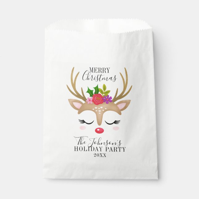 Modern Holiday Whimsical Reindeer Christmas Geschenktütchen (Vorderseite)