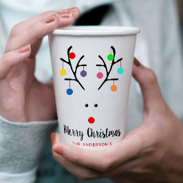 Modern Holiday Whimsical Reindeer Christmas Pappbecher