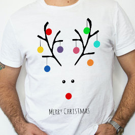 Modern Holiday Whimsical Reindeer Christmas T-Shirt