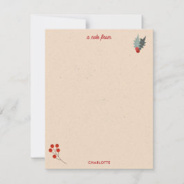 Modern Holly Berry Christmas Botanisches Muster Mitteilungskarte