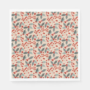 Modern Holly Berry Christmas Botanisches Muster Serviette