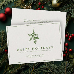 Modern Holly Berry   Elegantes grünes Geschäft Feiertagskarte
