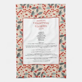 Modern Holly Berry Weihnachten Botanisches Rezept Geschirrtuch