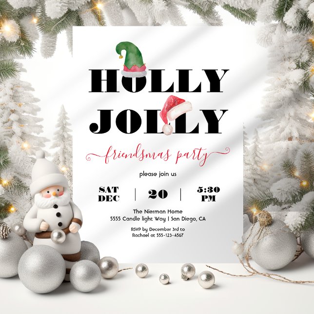 Modern Holly Jolly Friendsmas Weihnachtsgebäck Par Einladung (Von Creator hochgeladen)