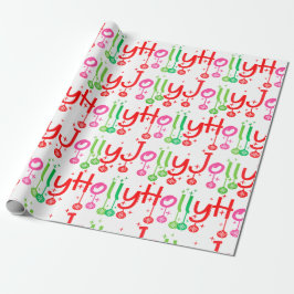 Modern Holly Jolly Typografie Geschenkpapier