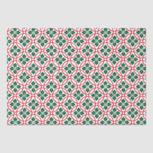 Modern Holly Red Green White Christmas Holiday Seidenpapier