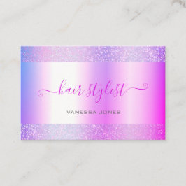 Modern Holografisches Rosa Lila Ombre Haair Stylis Visitenkarte