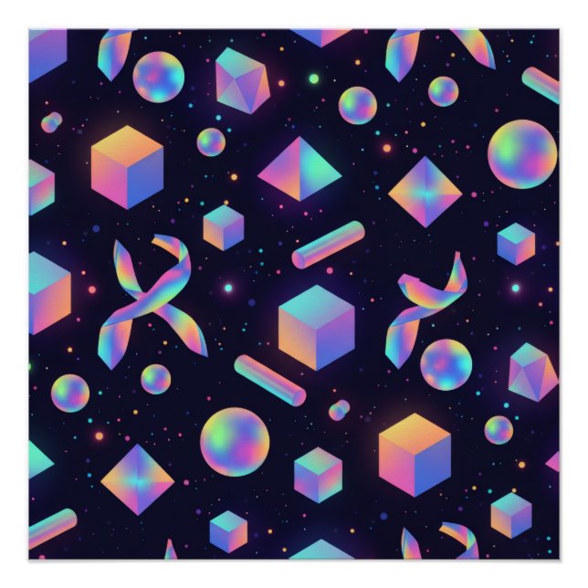 Modern Holographic 3D Geometric Art Poster (Vorderseite)