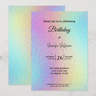 Modern holographic Birthday invitation Einladung
