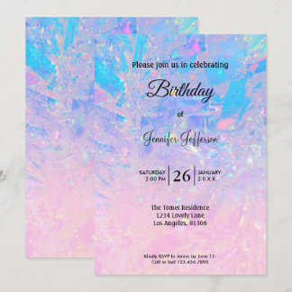 Modern holographic Birthday invitation Einladung
