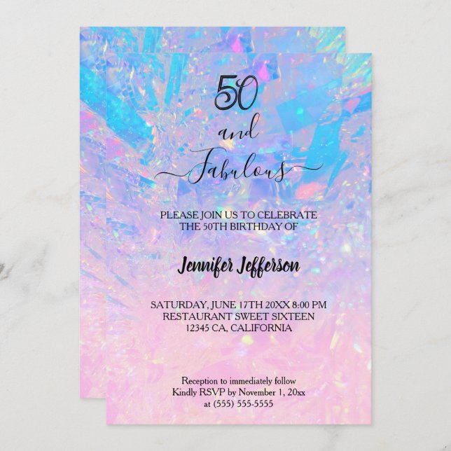 Modern holographic Birthday Invitation Einladung (Vorne/Hinten)
