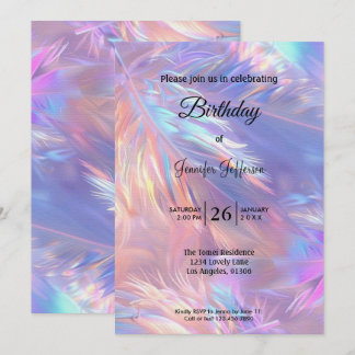 Modern holographic Birthday invitation Einladung