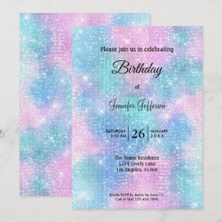 Modern holographic Birthday invitation Einladung