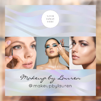 Modern Holographic Black Script Logo Photo Fensteraufkleber