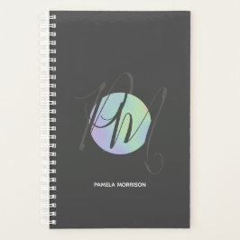 Modern Holographic Circle Monogram - Planner Planer