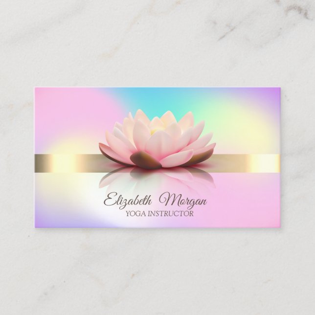 Modern Holographic Gold, Lotus Yoga Instructor Visitenkarte (Vorderseite)