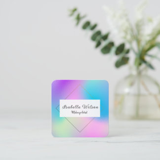 Modern Holographic Makeup Artist Colorful Quadratische Visitenkarte