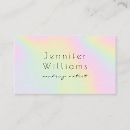 Modern holographic makeup artist pastel rainbow visitenkarte