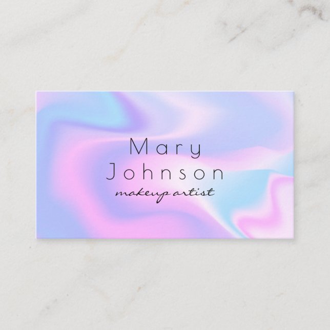 Modern holographic makeup artist pastel rainbow visitenkarte (Vorderseite)