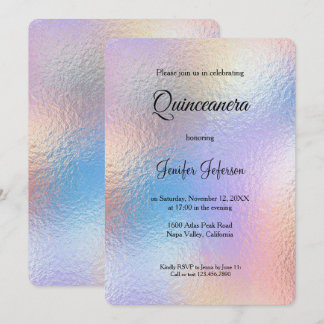 Modern holographic Quinceanera Invitation Einladung