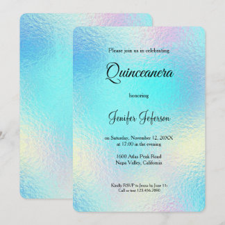 Modern holographic Quinceanera Invitation Einladung