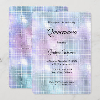 Modern holographic Quinceanera Invitation Einladung