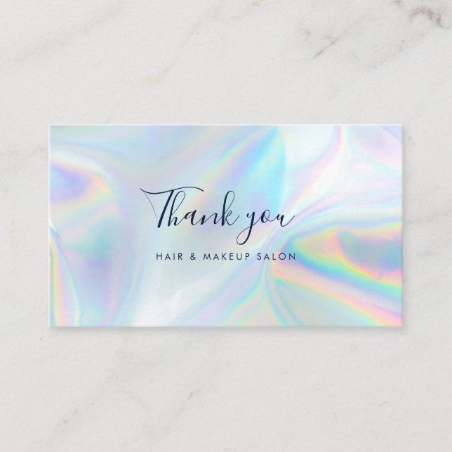 Modern Holographic Script Business Thank You Visitenkarte (Vorderseite)