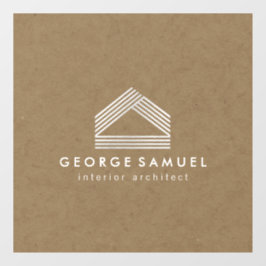 Modern Home Design | Abstract Logo on Wood Texture Fensteraufkleber