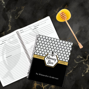 Modern Honey Bee Apiary Honeycomb Black Yellow Notizbuch