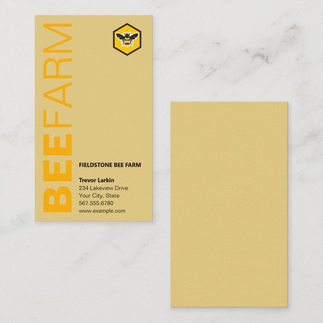 Modern Honeybee Logo Bearm Satin Gold Beekeeper Visitenkarte (Vorne/Hinten)
