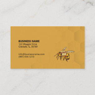 Modern Honeycomb und Bee Satin Gold Visitenkarte