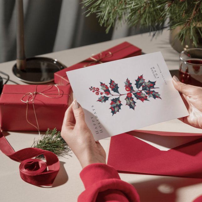 Modern Hope Poster Holly Berry Weihnachten Einladung (Seasons greetings)