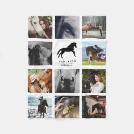 Modern Horse Foto Collage Reittiere Keepake Fleecedecke