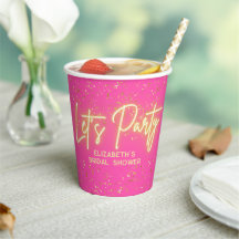 Modern Hot Pink Gold Neon Glows Lasst uns Party