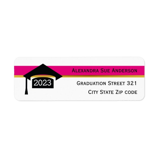 Modern hot pink graduation 2021 cap black, white (Vorne)