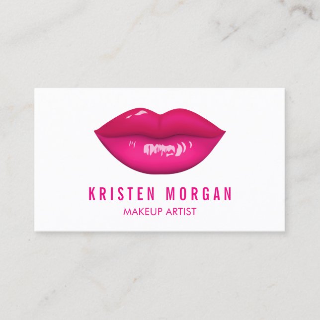 Modern Hot Pink Lips Fashion Makeup Artist Visitenkarte (Vorderseite)