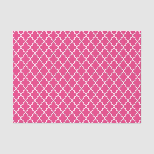Modern Hot Pink marokkanischer Quatrefolie Seidenpapier (Vorderseite)