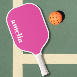 Modern Hot Pink Monogram Pickleball Schläger