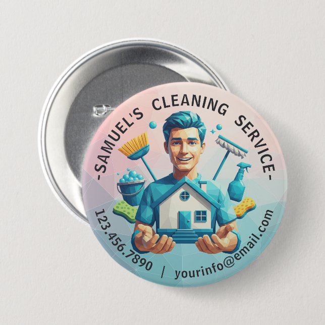 Modern House Cleaning Maid Service Housekeeping Button (Vorne & Hinten)
