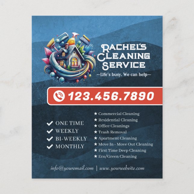 Modern House Cleaning Maid Service Housekeeping Flyer (Vorne)