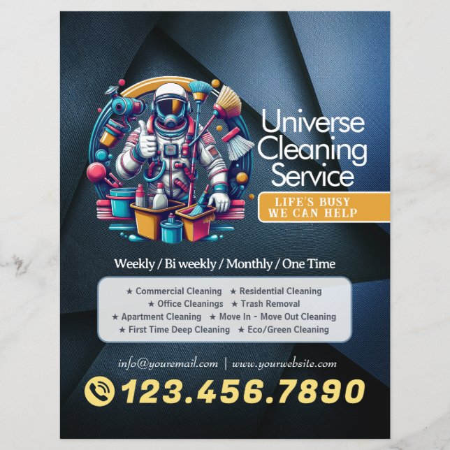 Modern House Cleaning Maid Service Housekeeping Flyer (Vorne)