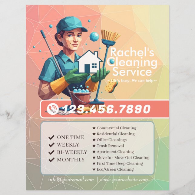 Modern House Cleaning Maid Service Housekeeping Flyer (Vorne)