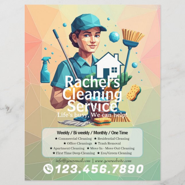 Modern House Cleaning Maid Service Housekeeping Flyer (Vorne)