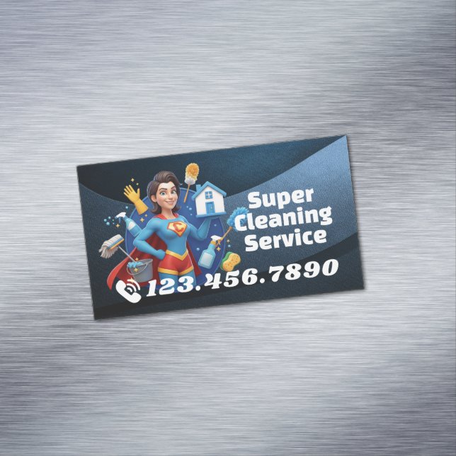 Modern House Cleaning Maid Service Housekeeping Magnetische Visitenkarte (Beispiel)