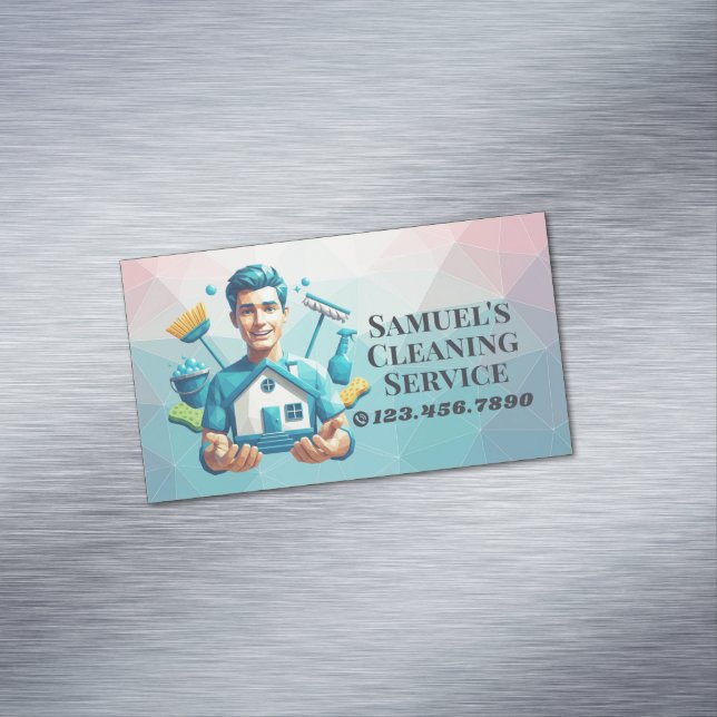 Modern House Cleaning Maid Service Housekeeping Magnetische Visitenkarte (Beispiel)