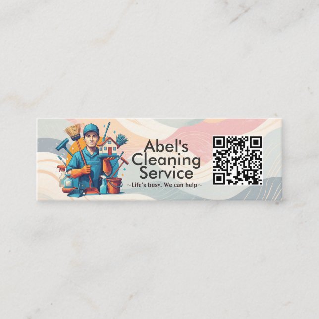 Modern House Cleaning Maid Service Housekeeping Mini Visitenkarte (Vorderseite)