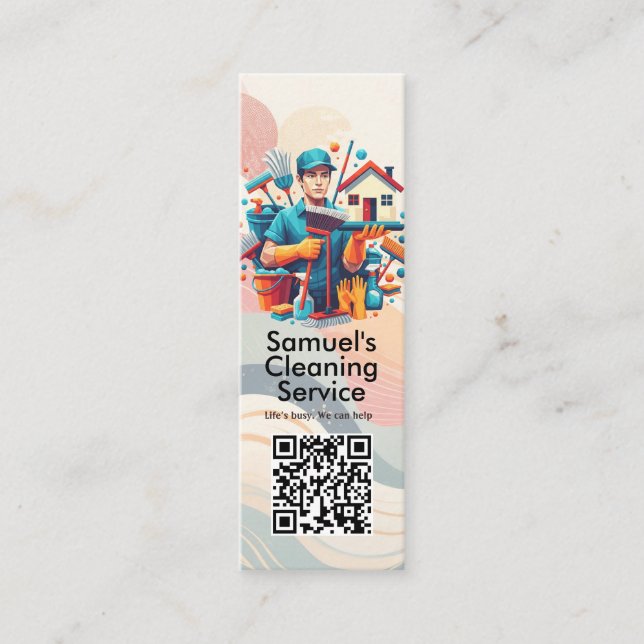 Modern House Cleaning Maid Service Housekeeping Mini Visitenkarte (Vorderseite)