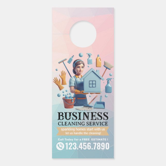 Modern House Cleaning Maid Service Housekeeping Türanhänger (Vorderseite)