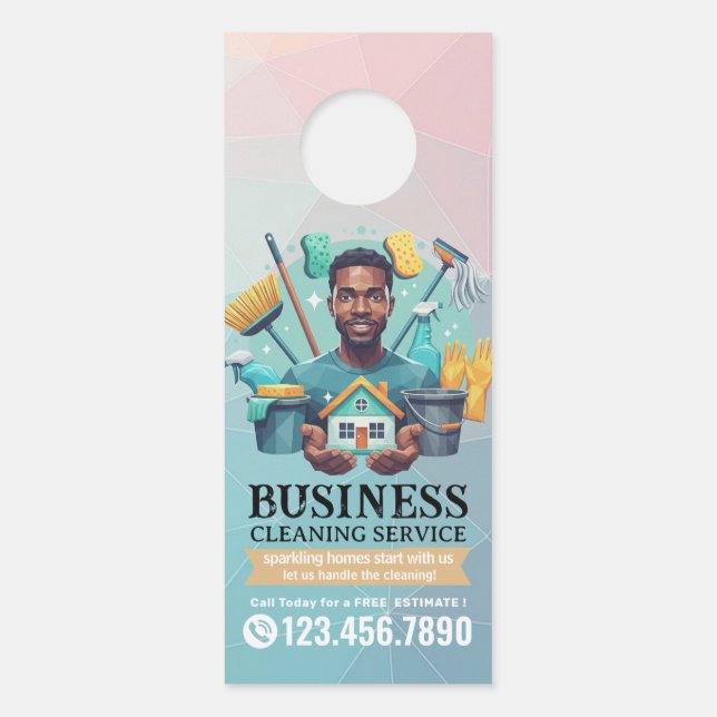 Modern House Cleaning Maid Service Housekeeping Türanhänger (Vorderseite)