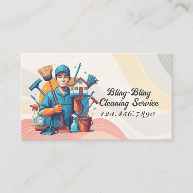 Modern House Cleaning Maid Service Housekeeping Visitenkarte (Vorderseite)